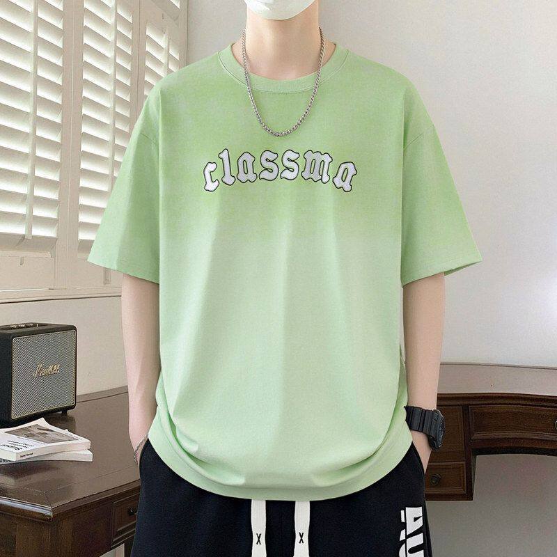 青少年短袖t恤男孩13-15岁初高中学生帅气夏装14宽松渐变色体恤衫