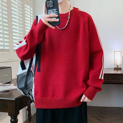 圆领毛衣男士秋冬季新款青少年学生保暖加厚宽松休闲打底针织衫