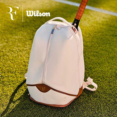 Wilson网球包25新款RF双肩包大容量运动背包草地白帆布专业网球包