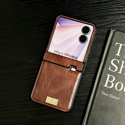 适用荣耀magicvflip2手机壳新款magic vflip带高定款小折叠屏超薄外壳中轴铰链全包防摔皮纹华为vflip2保护套