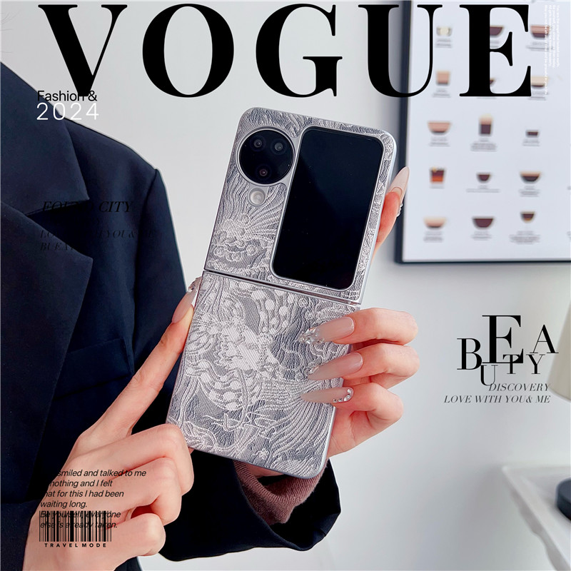 适用oppofindn3flip手机壳findn2filp折叠屏皮纹保护oppo硬壳套opopfindn2全包find刺绣n3男女款中国风国潮