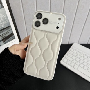 气囊小香风适用iPhone17promax手机壳新款17pro苹果高级感iPhone17奢华皮质全包镜头膜秋冬女款皮套软边防摔