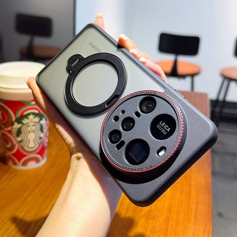 适用小米15ultra手机壳新款米14Ultra防摔保护套米15ULTRA带磁吸支架透明磨砂5g全包镜头14ultra简约商务男士