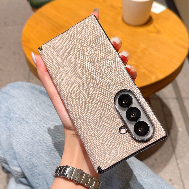 适用三星zfold7手机壳新款三星Z Fold7折叠屏素皮保护套ZFOLD7真皮蜥蜴纹5g中轴全包防摔高级感个性男女外壳