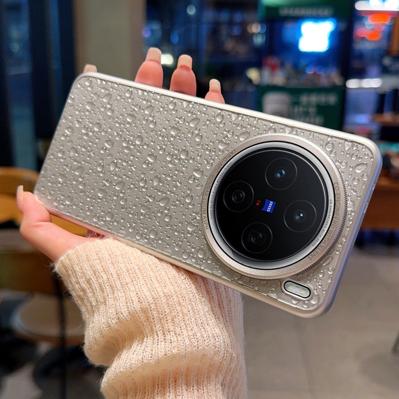 适用vivox200pro手机壳轻奢x200高级感皮纹雨珠水滴立体x200promini时尚网红x200pro情侣高档大孔镜头防摔潮