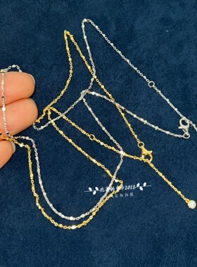 通体925银镀金猎豹素链简约百搭闪亮通勤项链单叠戴挂吊坠锁骨链