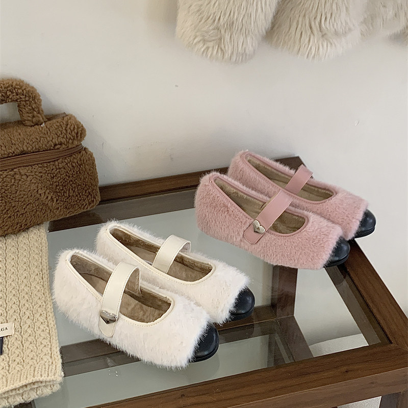 内增高4CM加绒秋冬保暖粉色毛毛棉鞋女冬小香风坡跟保暖勃肯单鞋,女鞋,浅口单鞋,淘宝优惠券,粉丝福利购,淘宝优惠卷