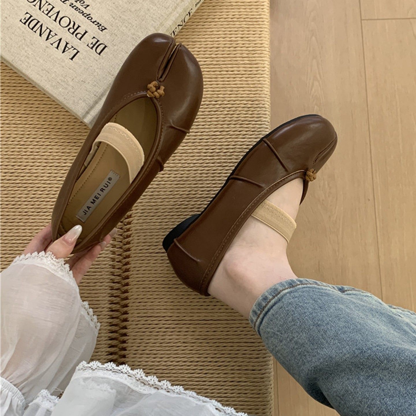 复古平底松紧带分趾鞋单鞋女2026年春季新款通勤鞋猪蹄鞋玛丽珍鞋,女鞋,浅口单鞋,淘宝优惠券,粉丝福利购,淘宝优惠卷