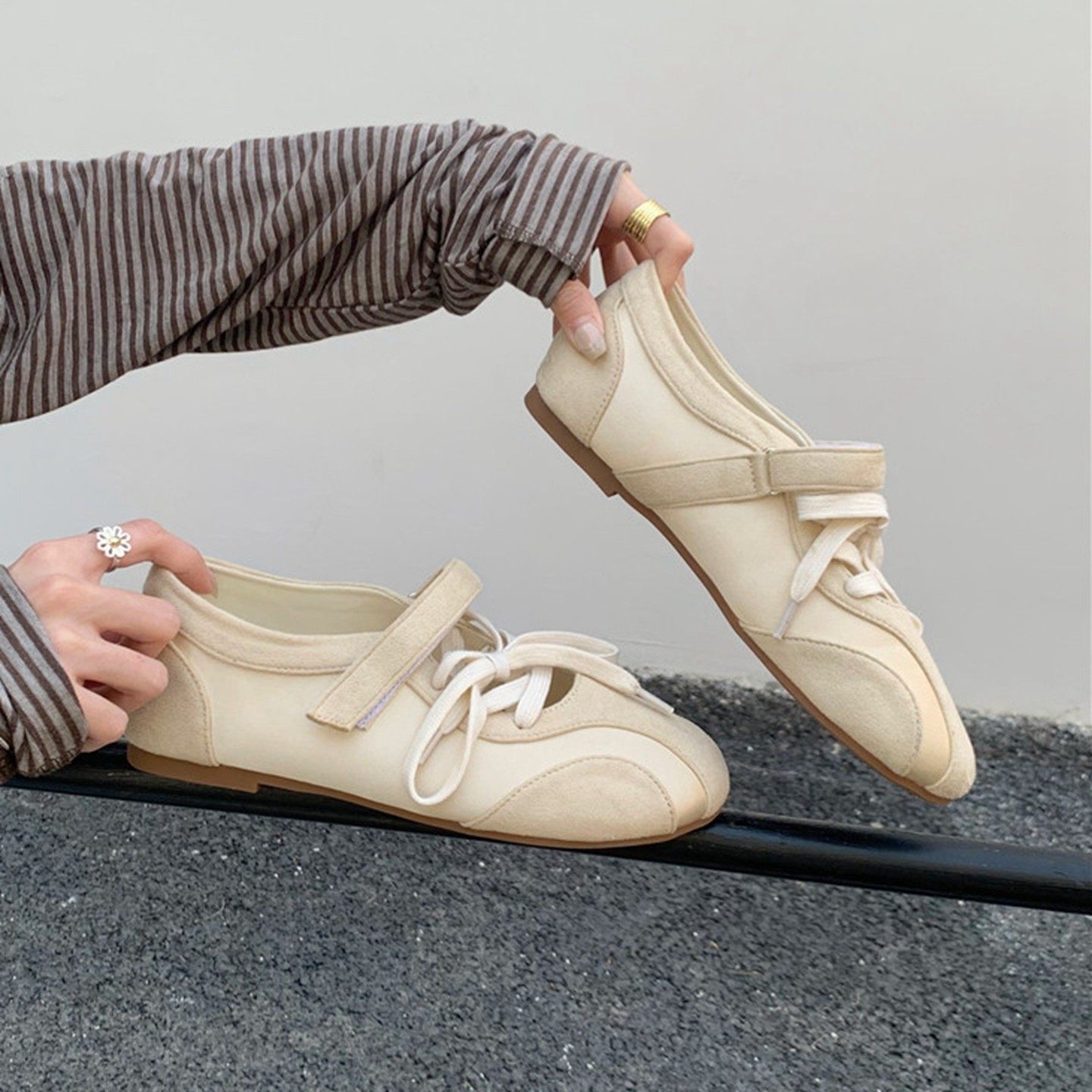 复古平底运动玛丽珍鞋2026春季新款韩版百搭系带阿甘鞋魔术贴单鞋,女鞋,浅口单鞋,淘宝优惠券,粉丝福利购,淘宝优惠卷