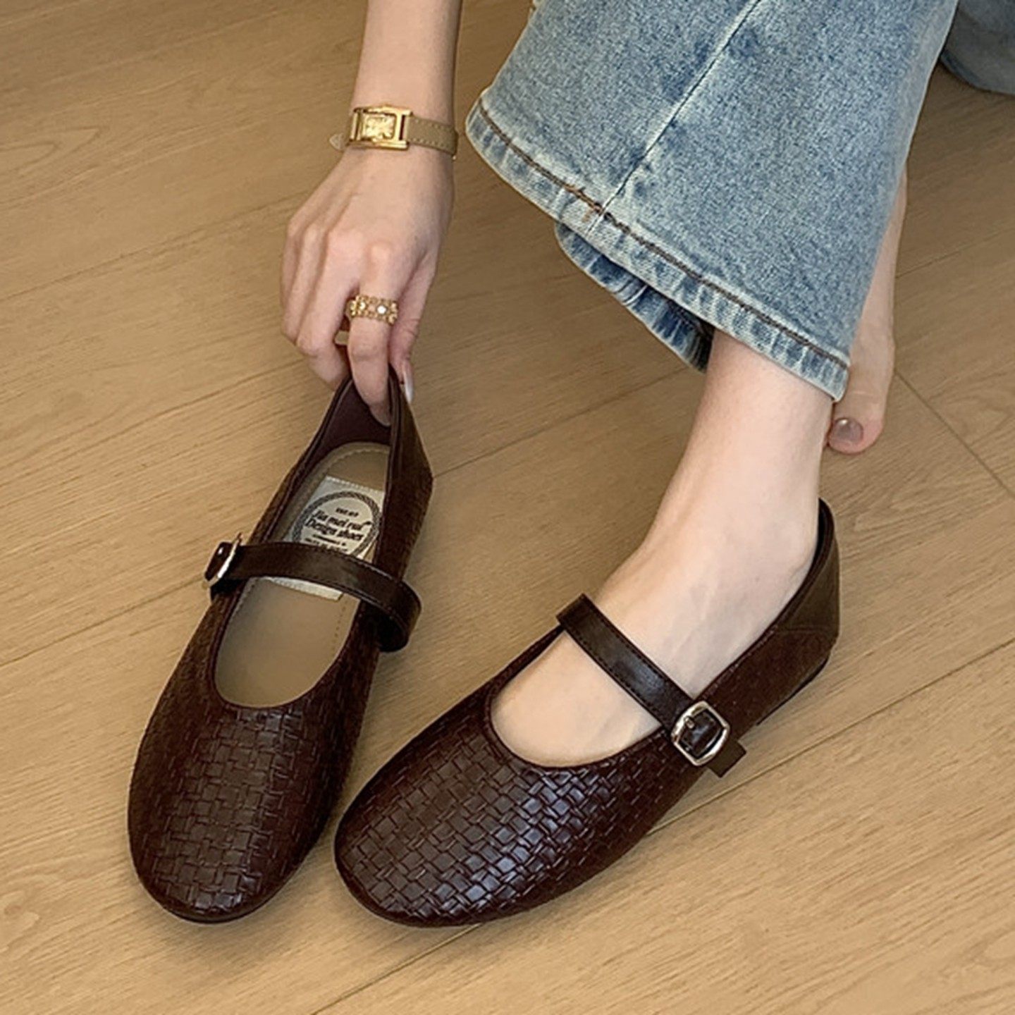 法式复古平底编织玛丽珍鞋2026春季新款韩版通勤鞋一字扣带单鞋女,女鞋,浅口单鞋,淘宝优惠券,粉丝福利购,淘宝优惠卷