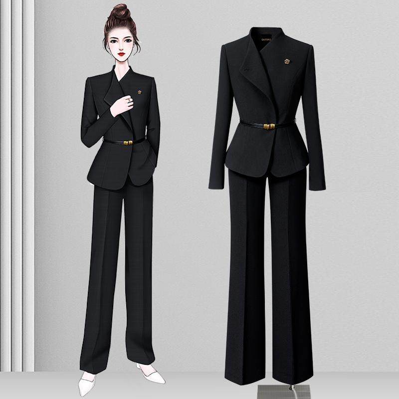 春季小个子西装套装女高级感职业装通勤售楼部工作服正装银行客服