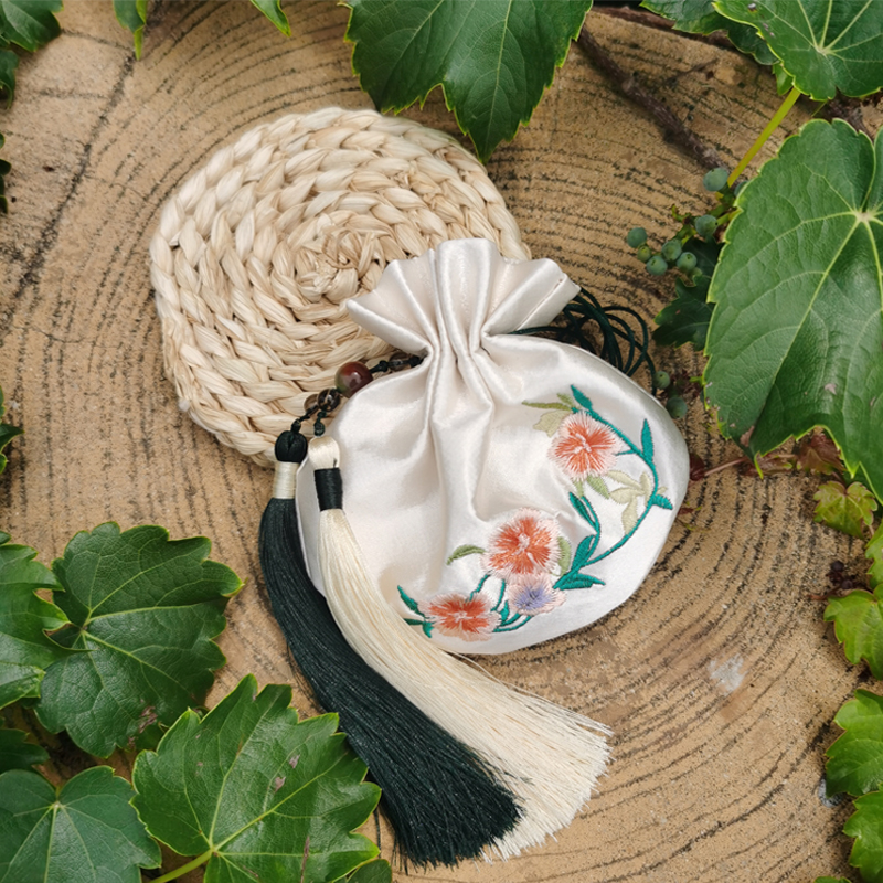 古风香囊手工刺绣diy材料包桃花荷包汉服香包香袋端午节定制礼物