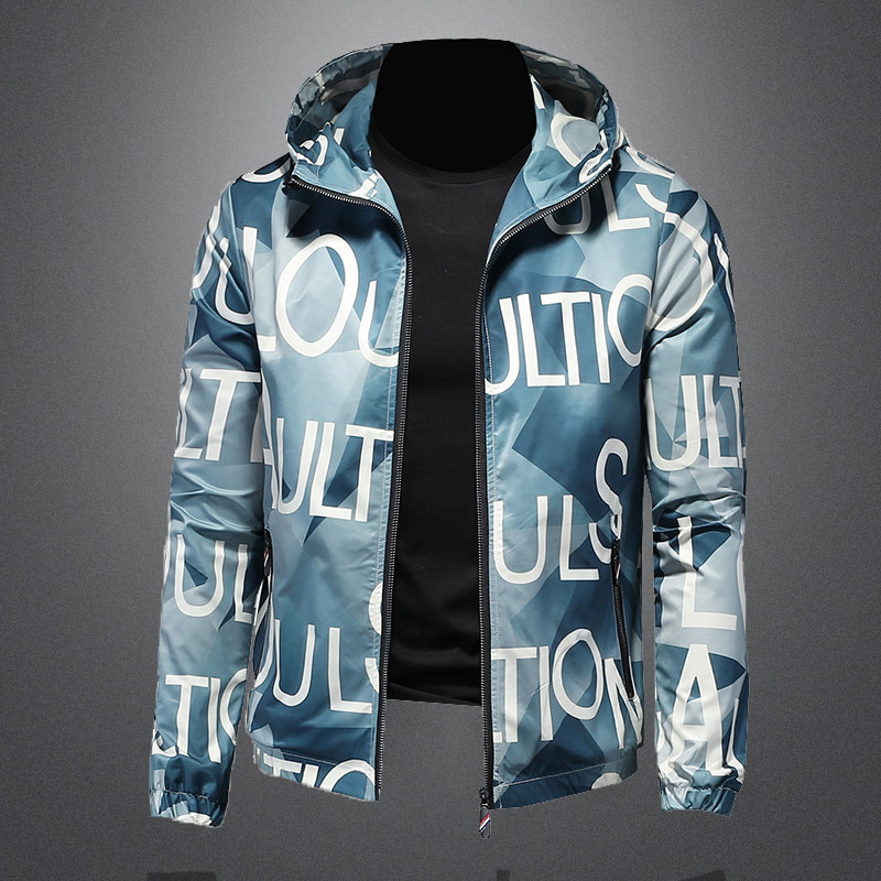 2026男装春季新款印花连帽夹克外套镂空图9918P140，男装夹克，电商D217
