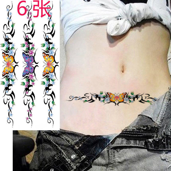 6张花朵一次性纹身贴防水女性感3D仿真剖腹产遮疤痕遮瑕花臂