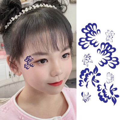 古风儿童贴纸蓝色云朵眼角贴舞台妆化妆工具眉心贴额贴脸部装饰