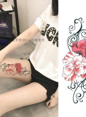 纹身贴防水女持久性感花朵玫瑰艺术花古装盘子女人坊摄影艺术写真