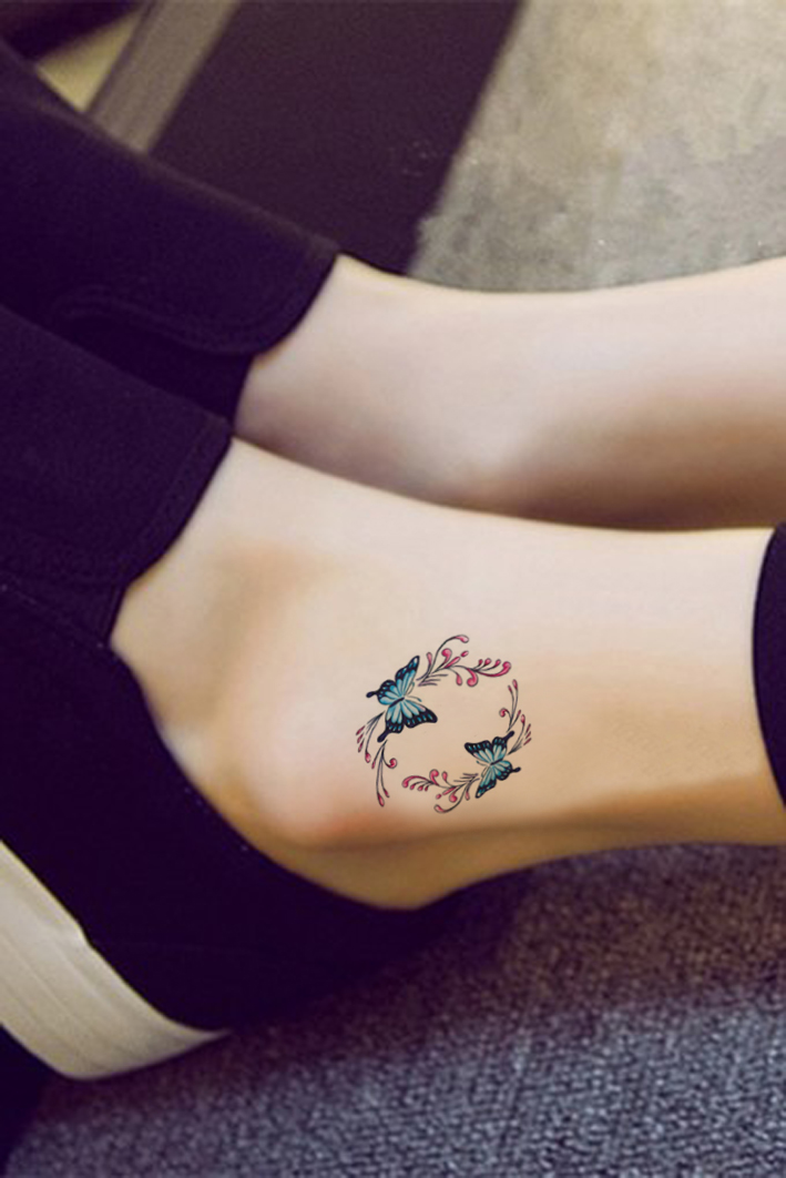 纹身贴防水女仿真韩国性感写真遮疤诱惑花朵蝴蝶可爱清新纹身贴纸