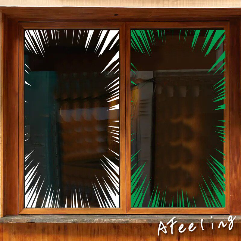 插图的卡通框架轮廓镂空贴纸橱窗玻璃推拉门装饰墙贴支持定制尺寸