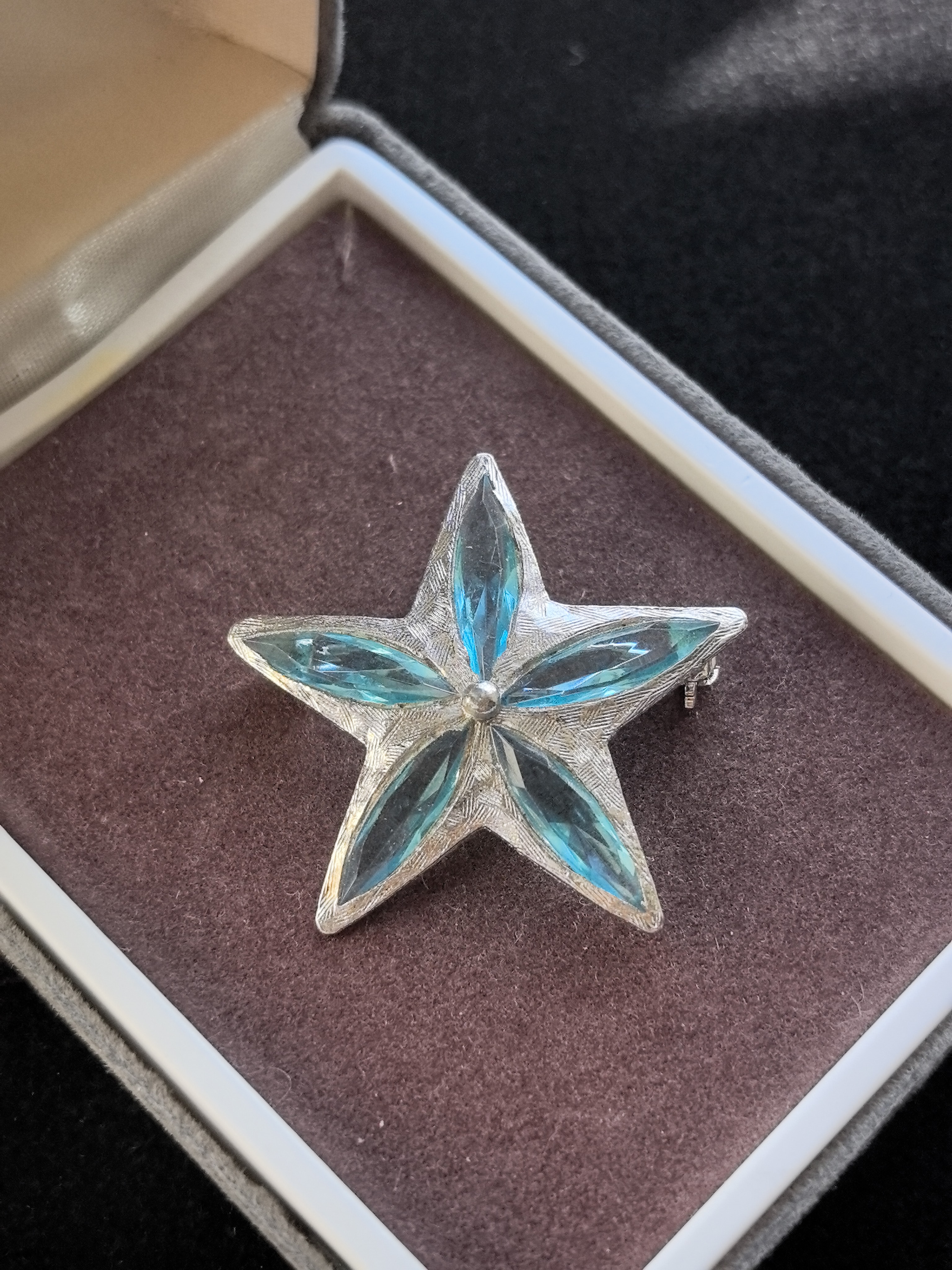 中古S.H.P打标蓝色水晶五角星胸针