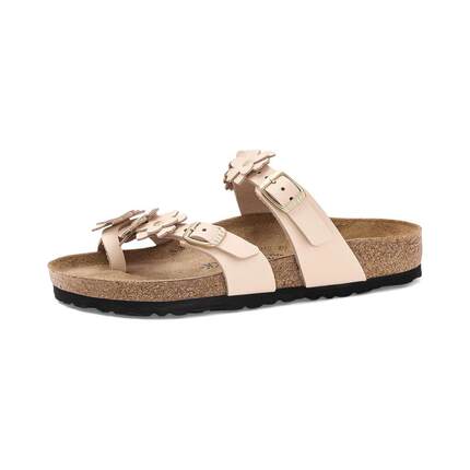 代购Birkenstock女士凉鞋透气软底轻便缓震皮革圆头金属扣