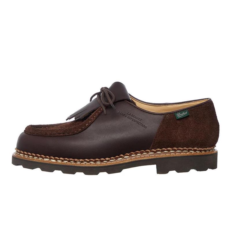 代购PARABOOT男士乐福鞋透气软底轻便耐用圆头系带拼接设计