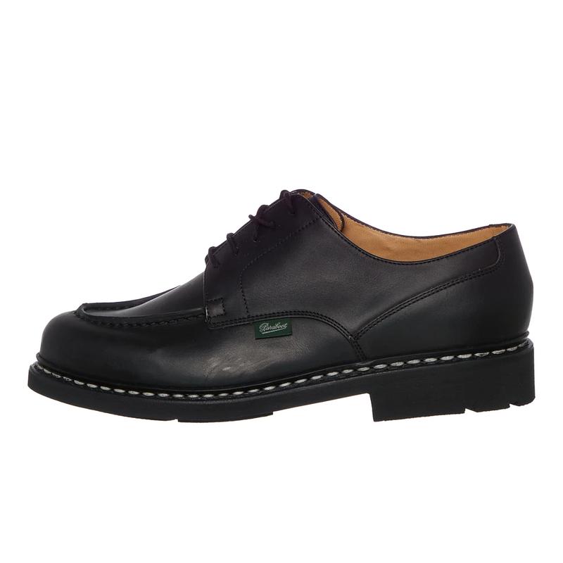 代购PARABOOT男士正装鞋防水防滑耐磨透气系带圆头黑色U形缝线