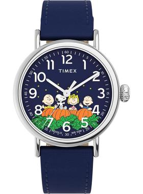 代购Timex天美时男士腕表夜光计时防震指针皮带防水金属蓝色