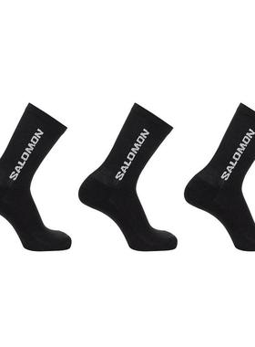 代购SALOMON萨洛蒙男女短袜吸汗透气棉质黑色日常运动中筒爆款