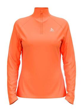 代购ODLO女士运动夹克保暖吸湿排汗轻便透气橙色长袖高领