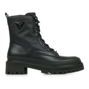 代购 GUESS女士马丁靴耐磨防滑舒适轻便黑色系带短筒粗跟休闲