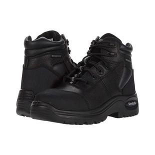 代购 面 Reebok锐步女士工作靴防刺穿防冲击防滑透气黑色皮革鞋