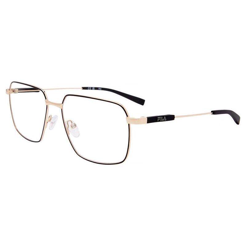 代购FILA男士眼镜框方形金属全框玫瑰金黑配色商务日常佩戴