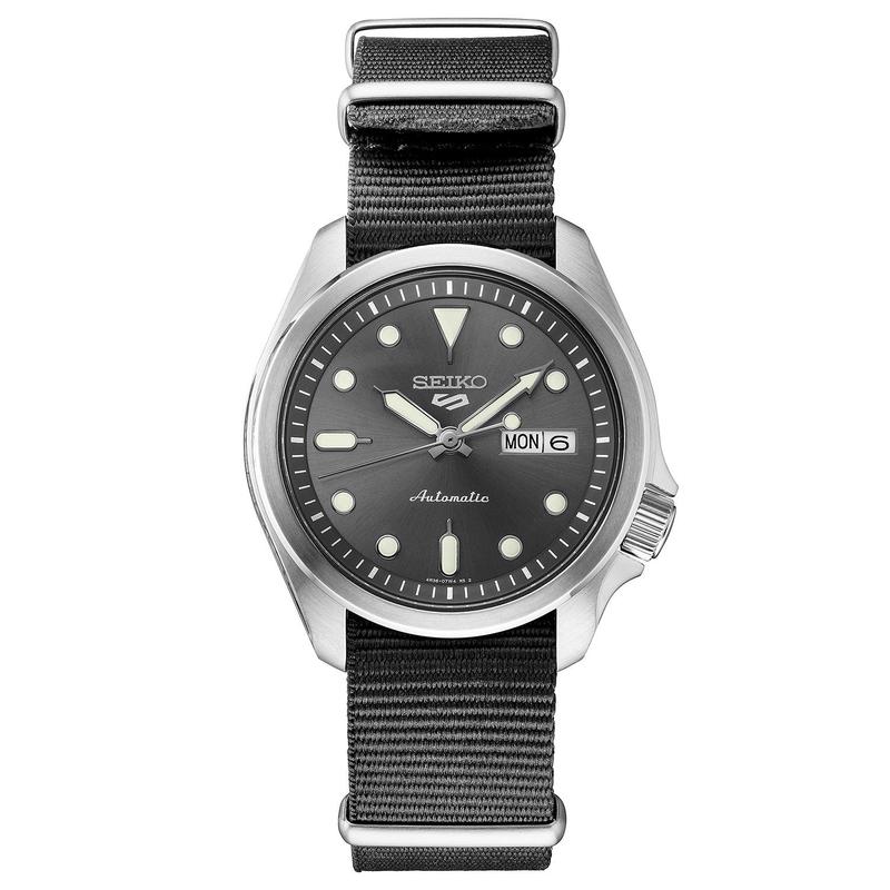 Seiko/精工自动机械男表Sports系列mm灰尼龙 NATO 表带防水米