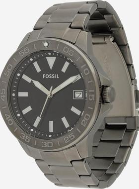 代购Fossil化石男士腕表日期计时防水多时区金属钢带黑色大表盘