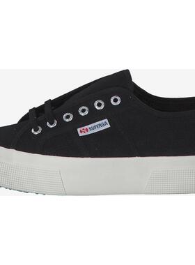 代购Superga女士帆布鞋透气轻便软底舒适黑色圆头系带金属眼lets