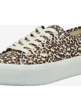 代购Superga女士帆布鞋柔软鞋底轻便透气灵活豹纹圆头系带厚底