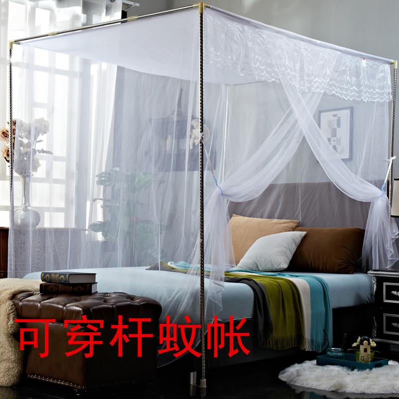 蚊帐可穿杆老式方顶上下铺单门双人床学生宿舍寝室家用1.2m1.5米