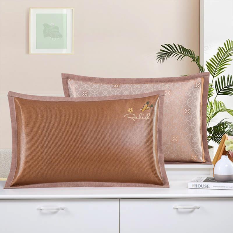 夏天专用枕套成人枕芯套冰丝凉席藤枕头套夏透气防滑竹枕席一只装