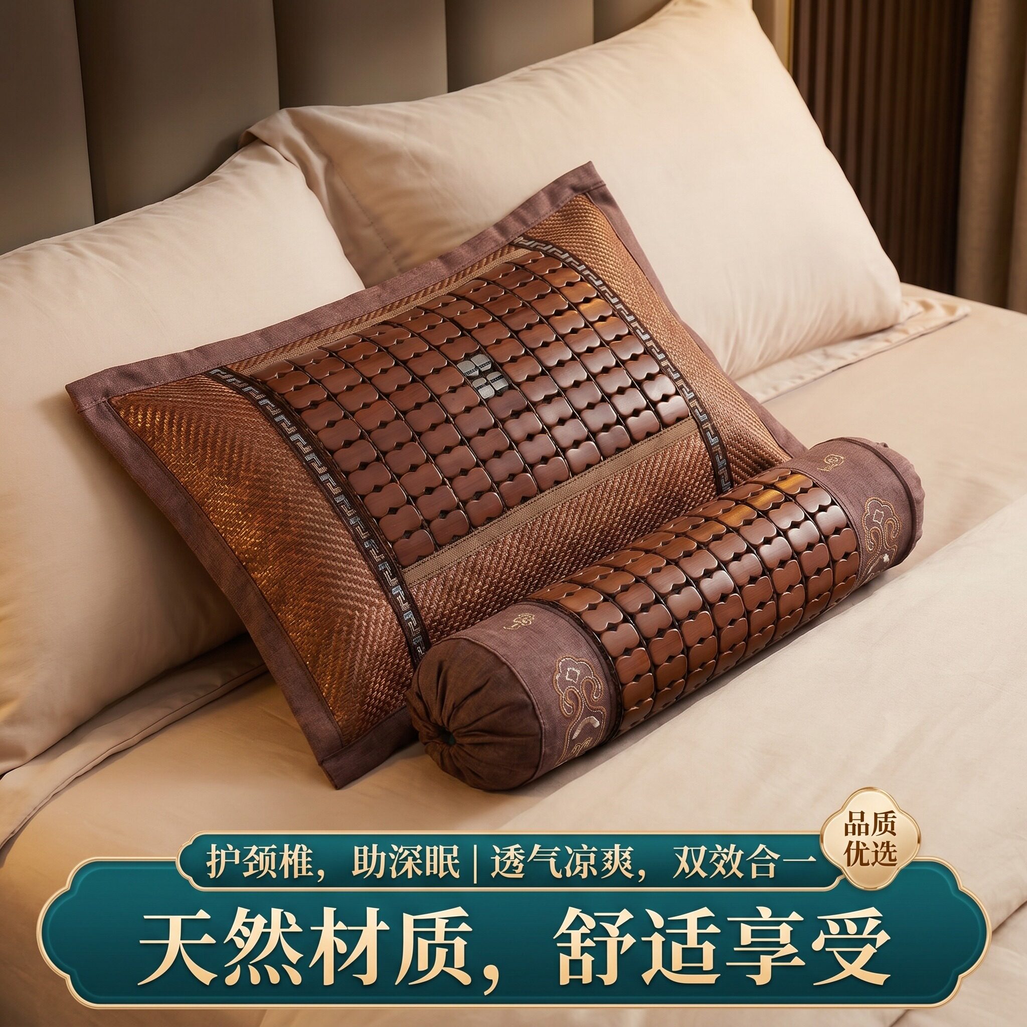 夏天专用凉枕头护颈椎助睡眠富贵包专用枕头套装一对2026新款茶叶