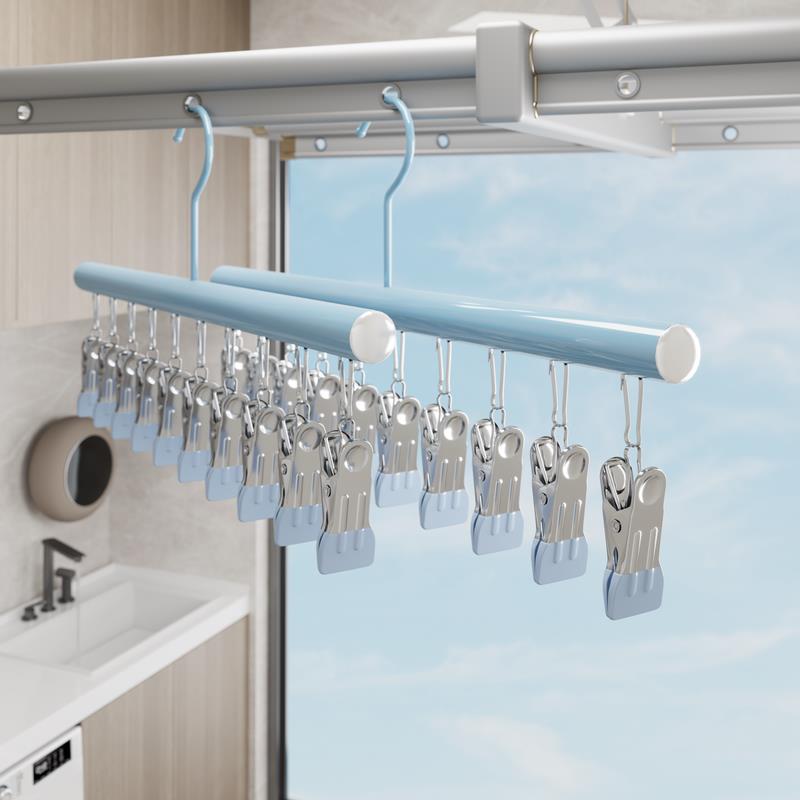 晾袜子专用衣架2025新款带夹子多功能衣架不留夹痕阳台收纳神器