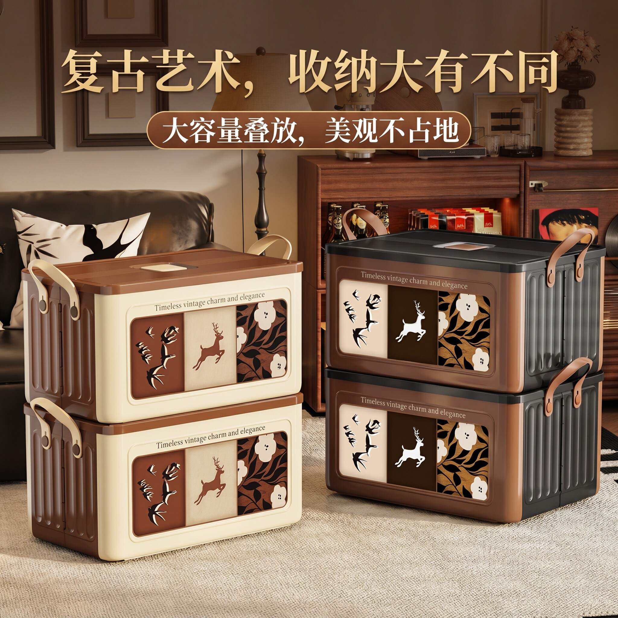 儿童玩具收纳箱零食高颜值客厅防潮防霉衣服衣柜手提大折叠整理箱