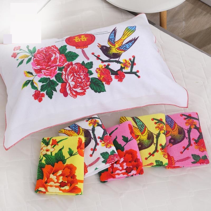 上海老牌枕巾老式毛巾款枕巾加厚加大装吸汗盖巾全棉卡通四季通用