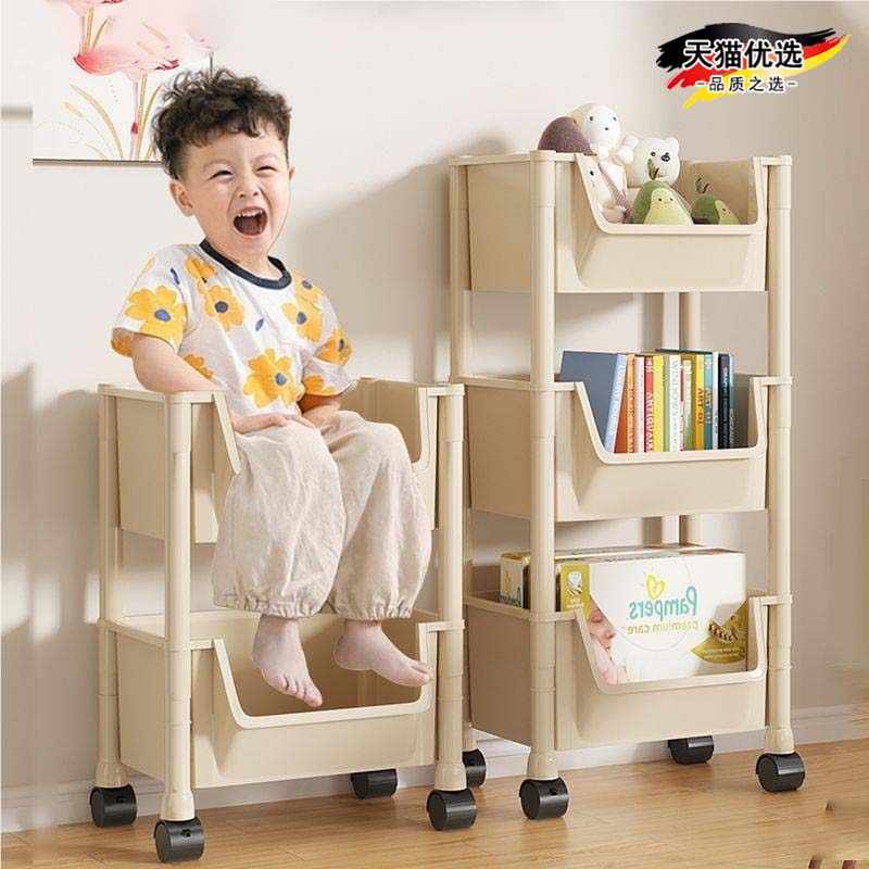 可移动书架落地带轮小推车桌面置物架办公室桌下收纳多层简易书柜