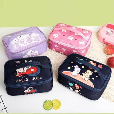 卡通饭盒学生小学生专用袋保温袋便当包手提包学生带饭铝箔长方形