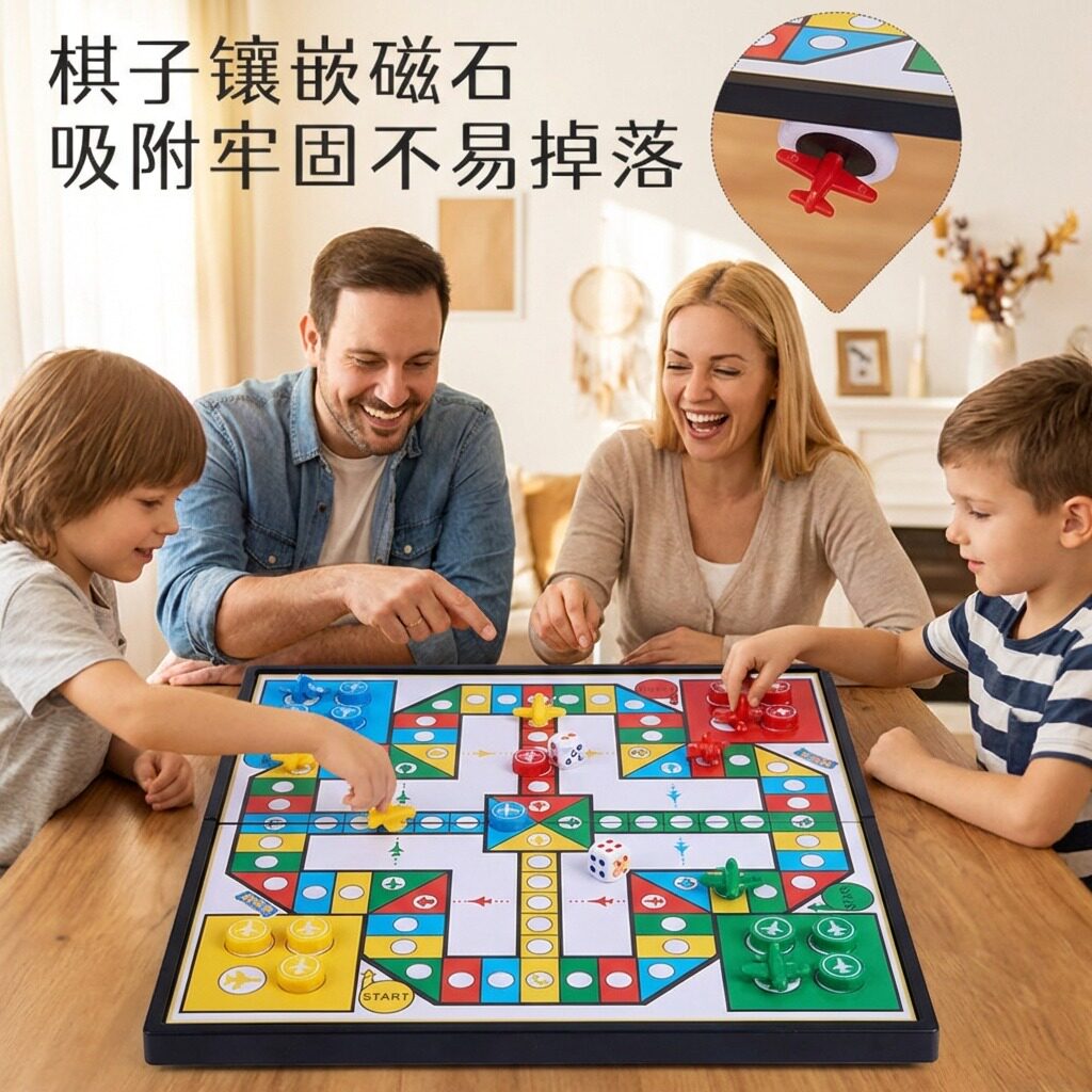 飞行棋磁吸小学生专用磁铁大号高档折叠棋盘可携式趣味双人益智玩