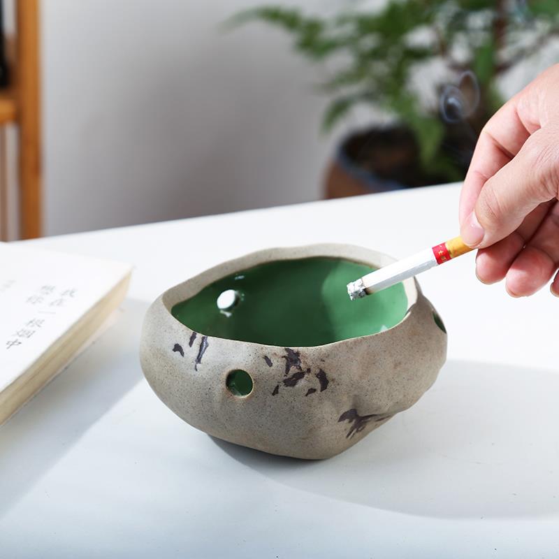 烟灰缸中国风家用客厅茶几办公室高级感中古艺术灰缸陶瓷烟灰缸