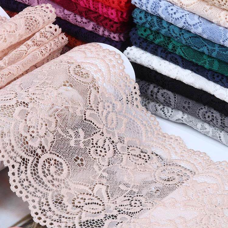 柔软弹力蕾丝布料花边辅料宽配件 diy衣服裙摆加长装饰白黑色裙边