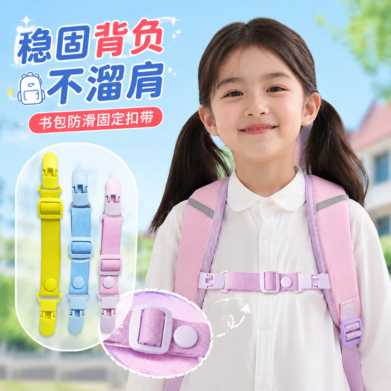 书包背带固定卡扣双肩包背包胸前扣带儿童小学幼儿园防溜肩固定扣
