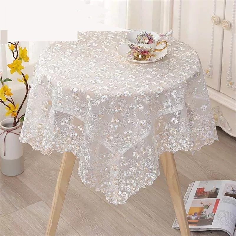 双层音响防尘盖布网纱刺绣北欧罩子洗衣机盖巾装饰茶台纱巾桌旗