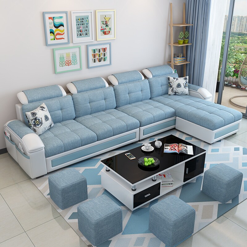 简约现代布艺沙发客厅整装小户型可拆洗三人位家用出租房公寓沙发